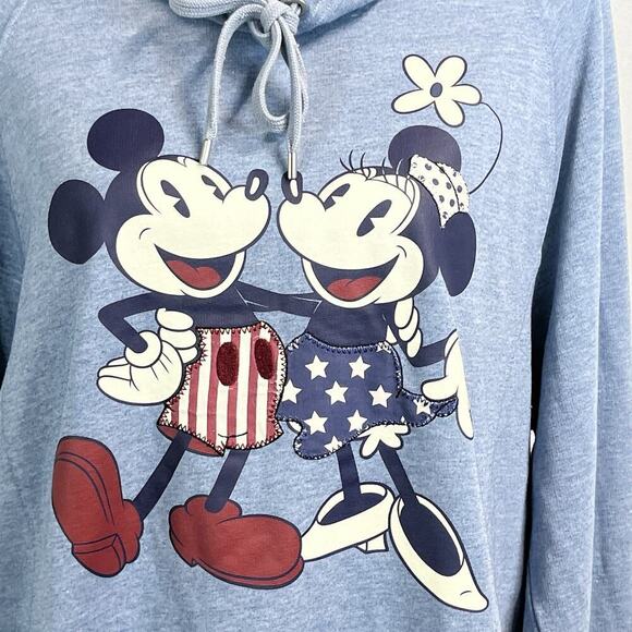 Disney Parks Pullover 1/2 Hoodie sz Extra Large Blue Micky & Minnie 4th of July - Picture 4 of 9
